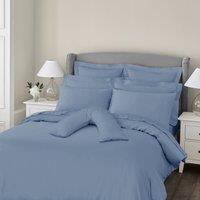 Dorma 300 Thread Count 100% Cotton Sateen Plain V-Shaped Pillowcase Blue