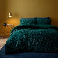 Indra Velour Emerald Duvet Cover and Pillowcase Set Emerald