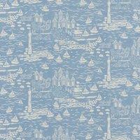 By the Metre Seaside Town PVC Ashley Blue