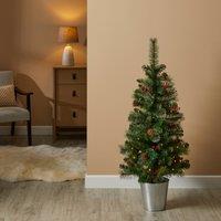 4ft Pre-Lit Berry & Cone Christmas Tree in Pot