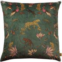 furn. Wildlings Velvet Cushion Green/Brown