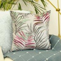 Evans Lichfield Palm Velvet Cushion Blue/Pink/Green