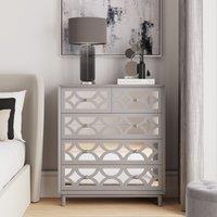 Delphi 5 Drawer Chest, Grey & Mirrored Grey