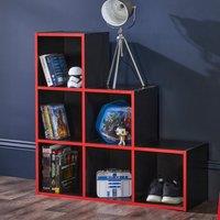 Black 6 Cube Storage Unit Red