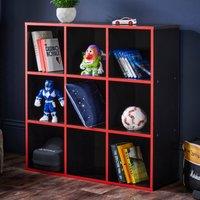 Black 9 Cube Storage Unit Red