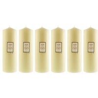 Pack of 6 Cream Pillar Candles, 10cm x 30cm Cream