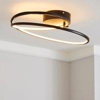 Menton Integrated LED Swirl Black Semi-Flush Ceiling Fitting Black