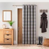 Highland Check Dove Grey Eyelet Door Curtain Grey