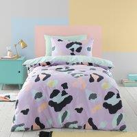 Lilac Leopard Duvet Cover and Pillowcase Set Purple/Green