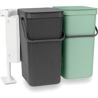 Brabantia Sort and Go Built in Bin Jade Green Grey, 2 x 16L