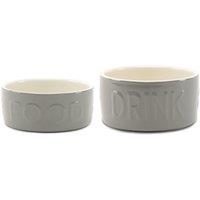 Scruffs Set of 2 Large Grey Food and Drink Dog Bowls