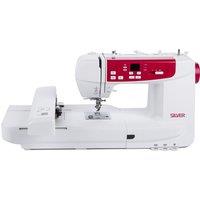 Silver WiFi Embroidery Sewing Machine Red/White