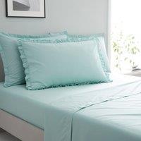 Pure Cotton Frilled Pillowcase Seafoam