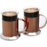 Set of 2 La Cafetiere Copper Coffee Mugs Brown/Black