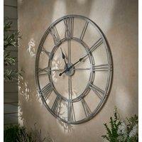 Indoor Outdoor Skeleton Clock 100cm Chrome Grey