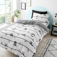 Mono Panda Duvet Cover and Pillowcase Set Black/White