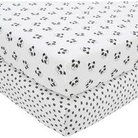 Pack of 2 Mono Panda Fitted Sheets