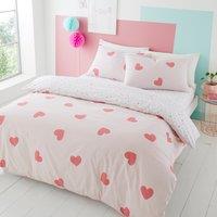 Love Hearts Duvet Cover and Pillowcase Set Pink
