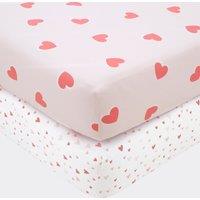 Pack of 2 Love Hearts Fitted Sheets Pink