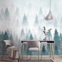Pine Forest Mural Green/Grey
