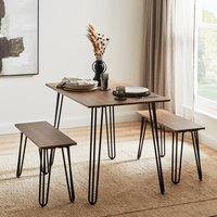 Bella 4 Seater Rectangular Hairpin Leg Dining Table with 2 Benches