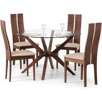 Chelsea Round Glass Top Dining Table with 4 Cayman Chairs