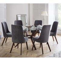 Chelsea Round Glass Top Dining Table with 6 Huxley Chairs