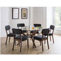 Chelsea Round Glass Top Dining Table with 6 Farringdon Chairs