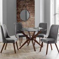 Chelsea Round Glass Top Dining Table with 4 Huxley Chairs