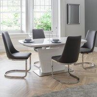 Como Rectangular Extendable Dining Table with 4 Chairs, Grey High Gloss