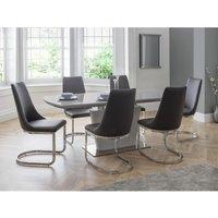 Como Rectangular Extendable Dining Table with 6 Chairs, Grey High Gloss