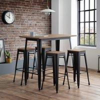 Grafton Rectangular Bar Table with 4 Backless Bar Stools, Brown