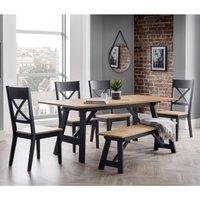 Hockley 6 Seater Rectangular Dining Table, Natural & Black