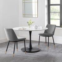 Holland 4 Seater Round Pedestal Dining Table, Black & White