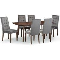 Kensington Rectangular Extendable Dining Table with 6 Madrid Chairs, Beech Wood