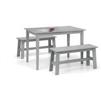 Kobe Rectangular Dining Table with 2 Benches, Grey