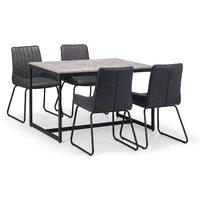 Staten Rectangular Dining Table with 4 Soho Chairs, Grey