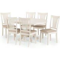 Stanmore Round Dining Table with 6 Chairs, Off White