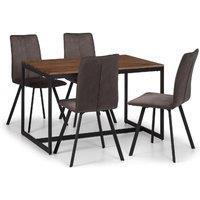 Tribeca Rectangular Dining Table with 4 Monroe Chairs, Brown Brown