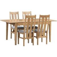 Cotswold Rectangular Extendable Dining Table with 4 Chairs, Solid Oak