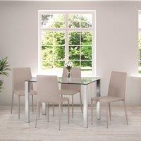 Enzo 4 Seater Rectangular Dining Table, Silver Glass