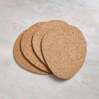 Set of 4 Pebble Shaped Cork Placemats Beige