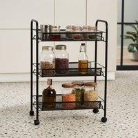 Black Mesh 3 Tier Storage Trolley