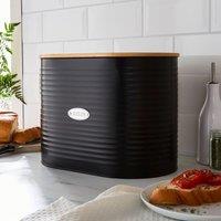 Metal Bread Bin with Badge Black Black