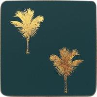 Set of 4 Luxe Palm Metallic Corkback Coasters