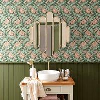 Arts and Crafts Floral Wallpaper Green