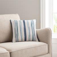 Stripe Embroidery Cushion Blue