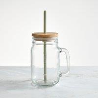 Mason Jar with Straw and Lid