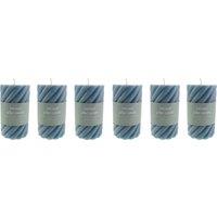 Pack of 6 Twisted Pillar Candles Blue