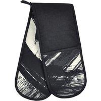 Abstract Brushstroke Double Oven Glove Black and white